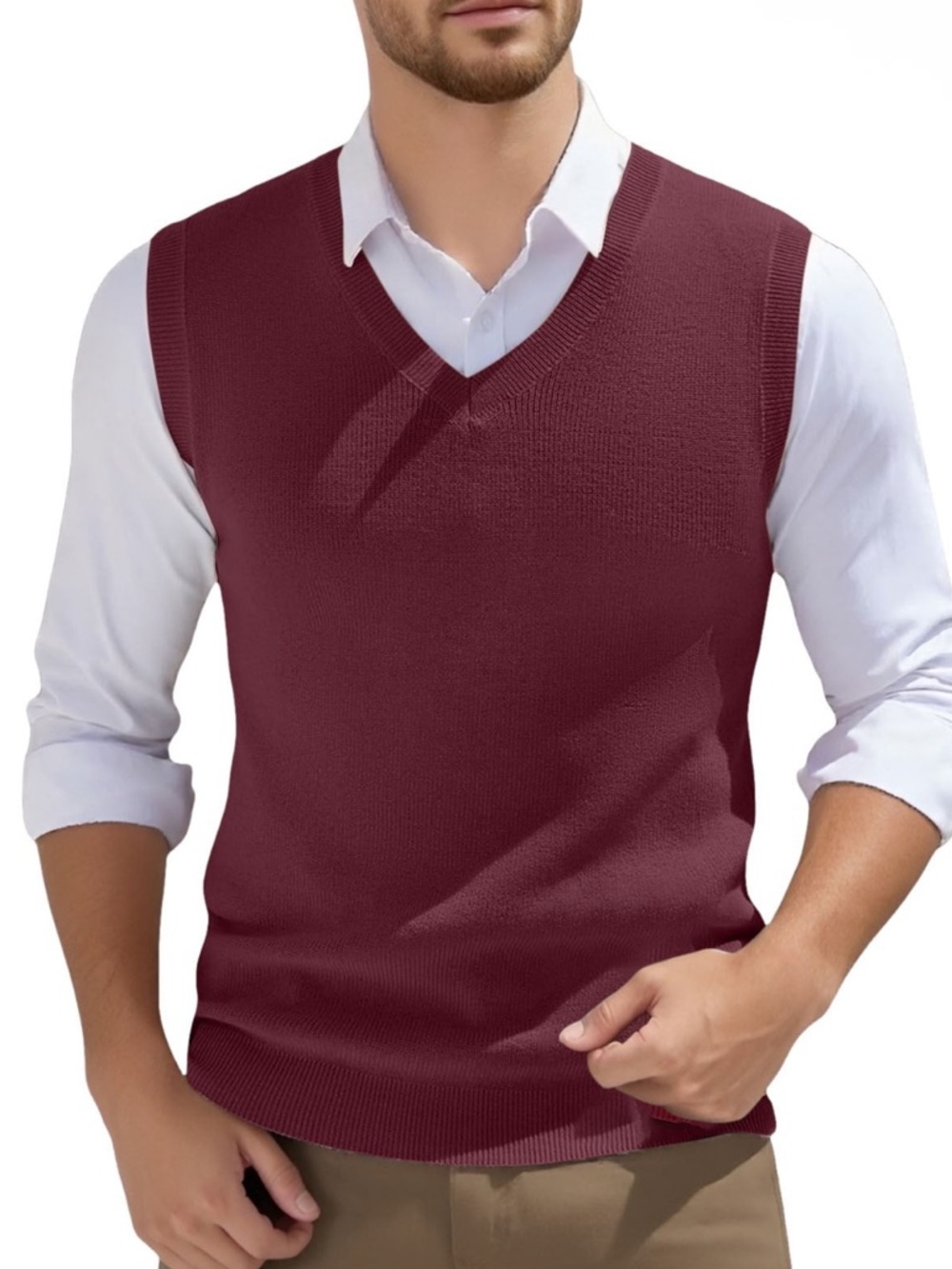 Brooks Brothers 100.% Pima Cotton Men's V-Neck Burgundy Sweater Vest! M